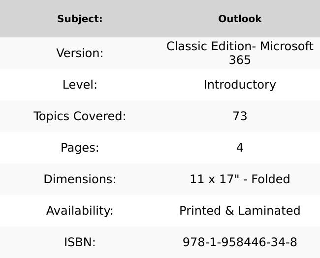 Outlook for Microsoft 365 (Classic Edition) Introductory Quick Reference Guide