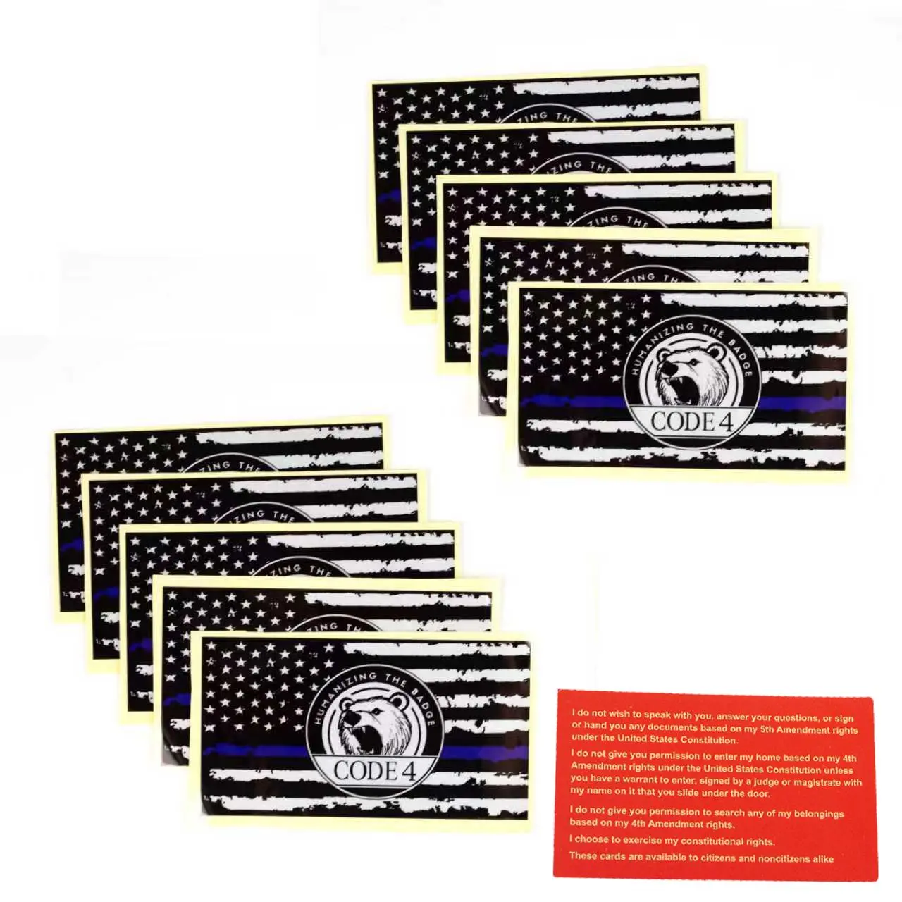 Thin Blue Line CODE 4 Decal | "Humanizing the Badge" Police Support Bumper Sticker for Car & Truck Decor (Free Red Card Included)