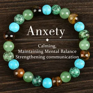 Stress-reducing Crystal Relaxing Bracelet For Both Men And Women, Calm blue friendship bracelet blue bracelet beaded  jewelry protection bracelet encouragement gift fashion artificial unisex jewelry gift Colorblock Beaded Crystal Bracelet