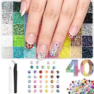 40-Color 32000Pcs/15-Color 18000Pcs Resin Jelly Rhinestones Bulk, Flatback Resin Gems for Bedazzling, DIY Craft Kit for Nail Art Shoes and Books Multicolor Resin Flatback Gems with Kit Tools for Diamond Art Bedazzling Jewelry Crafting Book Shoes Nail Art