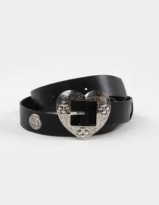 Cross Hearted Buckle Belt, Black