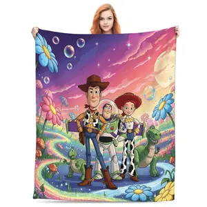 DISNEY CLASSIC Toy Story Fleece Throw Blanket – Magical Dream Garden with Rainbow and Stars, Soft Cozy Blanket for Kids, Teens & Pixar Fans