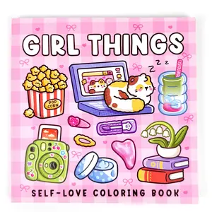 GIRL THINGS: Adult coloring books, bold and relaxing, simple and large patterns, suitable for relaxation, including animals, landscapes, flowers, patterns, cute things, etc. (Bold and relaxing coloring) Drawing Book Coloring Gift Book