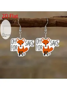 a pair of  fox playful and fun pendant earrings, fashionable jewelry, party gifts, holiday gifts for family and friends