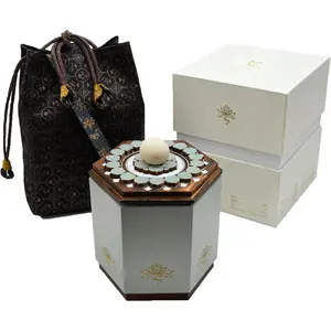 Artisan-Made Wooden Dog Urns for Ashes Large Dog,Pet urn for cat Ashes, Lotus Rebirth Dog Memorial Gifts, Velvet Interior + Song Brocade Tote, High-End Pet Loss Sympathy Keepsake (Green)