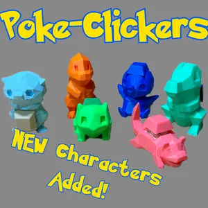 Poke-Clickers - Anime Inspired Decorative Gamer Nerd Figurines - Fidget Clicker Function