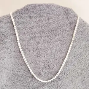 jewelry  under  50-  Silver Plated Crystal Cubic CZ Rhinestone Tennis Choker Necklace Woman Gift 18"