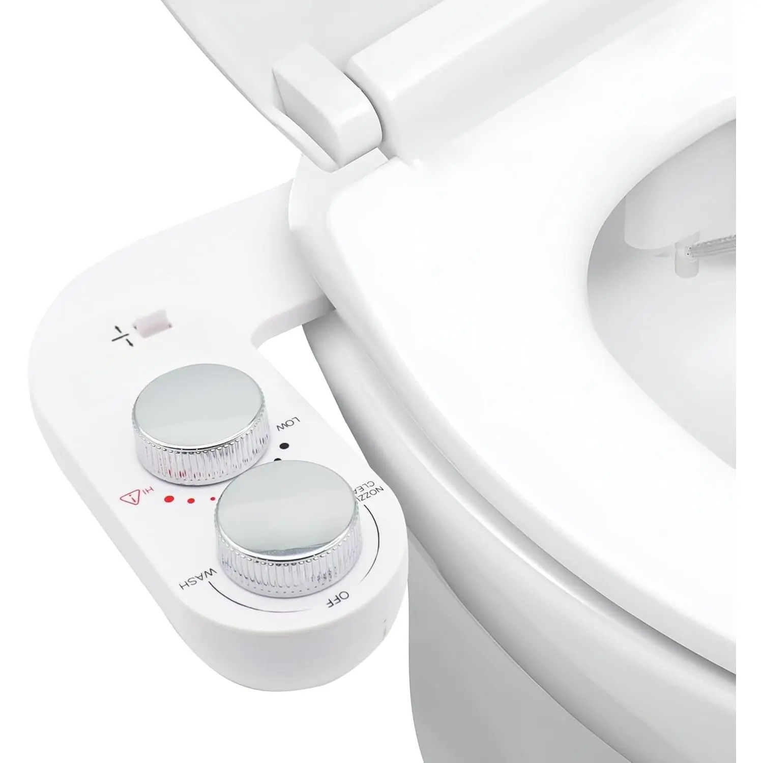 Warm Water Bidet Attachment for Toilet - Non-Electric Hot & Cold Bidet Add-On with Self-Cleaning Nozzle, Adjustable Angle, and Feminine Wash - Ultra-Slim Design