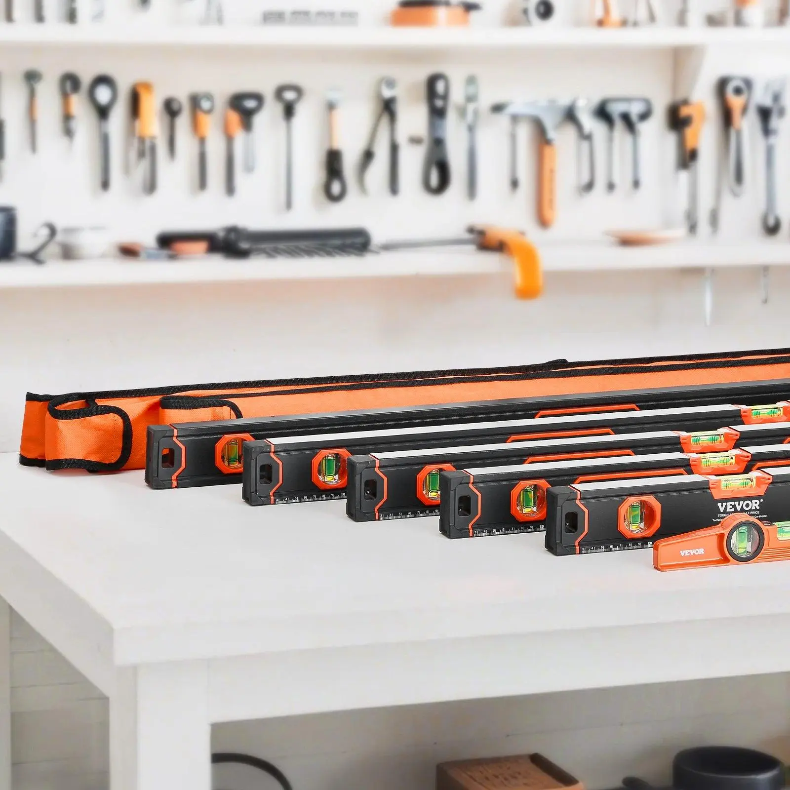 6-Piece Heavy Duty Fully Magnetic Aluminum Alloy Torpedo Level Hardware Set, Magnetic Box Included, Multi-Size Levels (10 in,16in,24 inch,32in,48in,78in), Bubble Vials, 45-90-180-Degree Measurement, SAE & Metric Scales, Shock-Resistant Ruler Tool