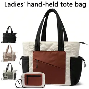Fashionable Two-Piece Set, Mobile Phone Bag Tote Bag Set, New Versatile Retro Simple Large Bag, Hand-Held Single Shoulder Tote Bag, Casual Commuting Women's Bag, Large Capacity Wallet Combination Tote Bag, Sewn Bag, Personalized Combination Bag,