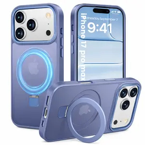 MagSafe Magnetic Ring Stand Case for iPhone 17/16/15 Pro/Pro Max, Shockproof Matte Cover with Military Drop Protection