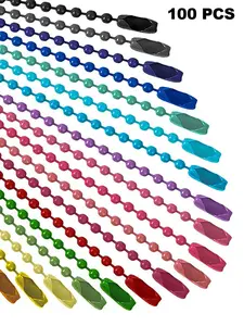 100 Beads Chain, Bulk Dog Tag Metal Chain, 4.72 Inch Bead Keychain with Connector, Ideal for Jewelry Making, DIY, Hanging Christmas Decorations