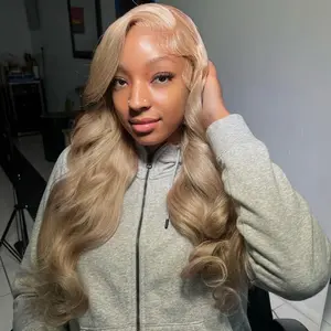 Milk Tea Ash Blonde Lace Front Wig Human Hair Body Wave New Arrive 200% Density Upgrade Ash Blonde Human Hair Wig 13x4 HD Pre Plucked Body Wave Human Hair Wigs for Women