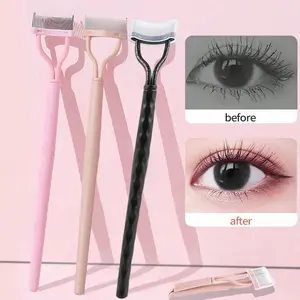 Foldable Portable eyelash Curler with Brow Comb & Mascara Guide - Multi-Function Eye Beauty Tool for Travel, Ergonomic Grip, Safe Rounded Corners, Rust-Resistant, Easy to Store, Perfect for Daily Makeup and Grooming.