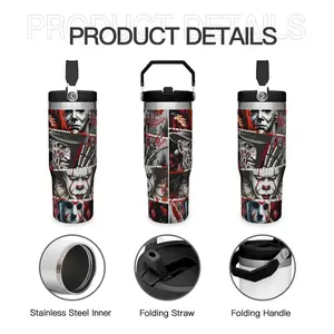 30 Ounce Horror Themed Tumbler - Insulated Stainless Steel Water Bottle, Durable Thermos & Flask, Multi-Purpose Drinking Cup for Home, Office, School & Daily On-the-Go, Perfect Boyfriend Gift & Summer Cool Drinkware