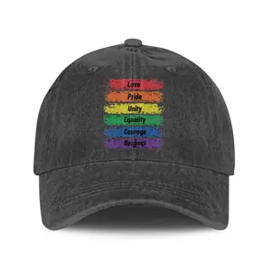Unisex LGBTQ Rainbow Stripe Baseball Hat - Rainbow Baseball Cap, Adjustable Strap, Durable Fabric, Sun Protection, Sun Visor for Pride Events, Unity Equality Courage Respect Love Message