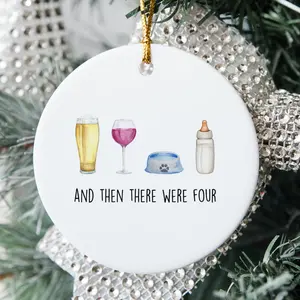 1pc, Ceramic Products, And Then There Were Four Ornament, Mom Christmas Gift, Family Of 4, First Time Parents To Be, Baby's First Christmas, Home Decor Ornaments