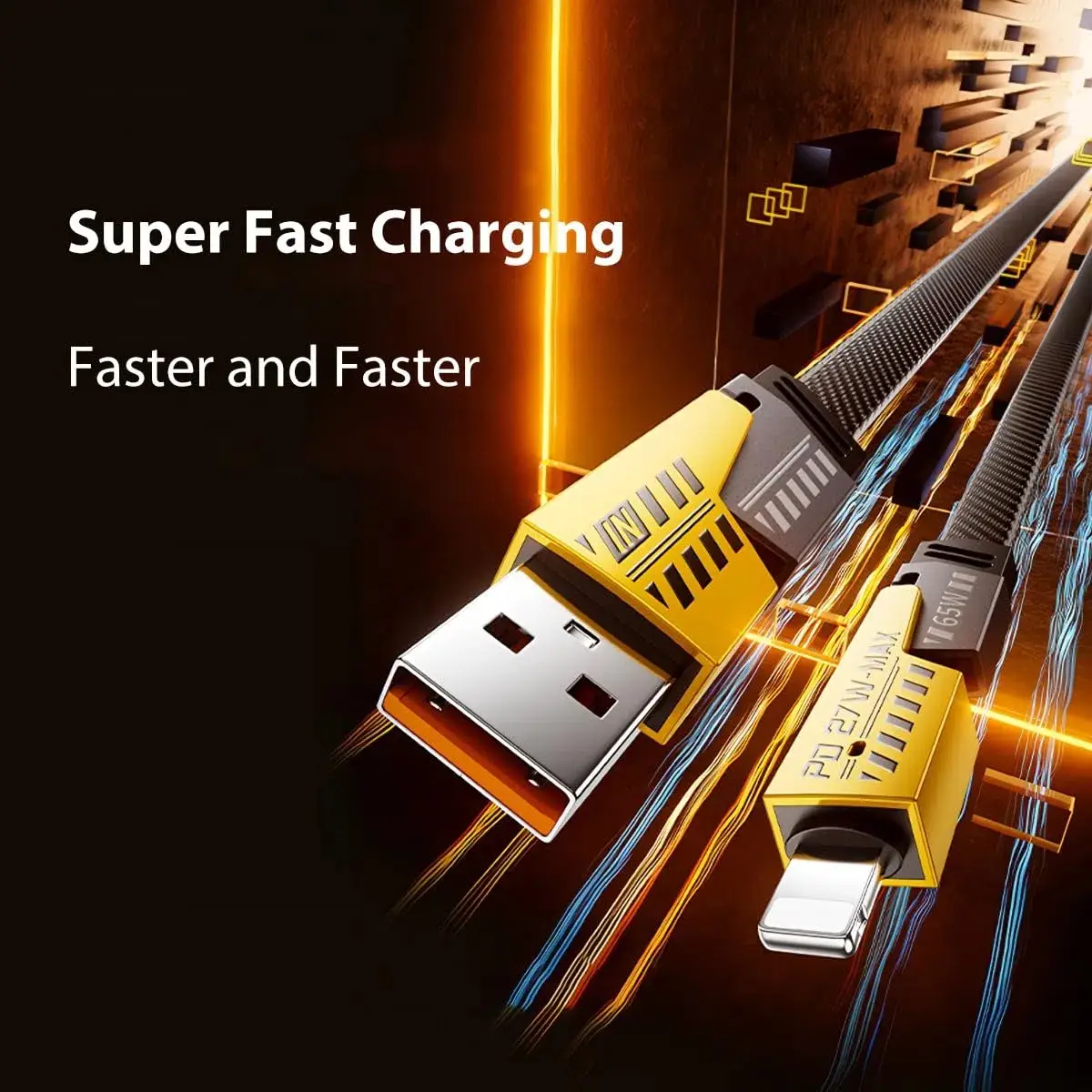 WHATOOK Super Fast Charging 4 in 1 Versatile Cable Fast Charging Dual Head Type C USB for iPhone iPad Samsung with Power Indicator Light Anti-Tangle D