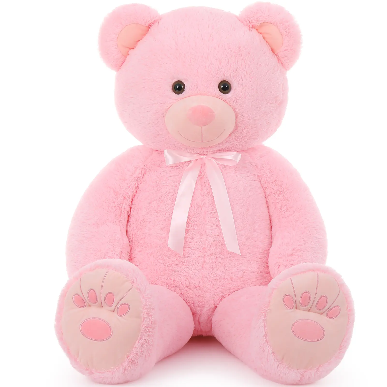 Giant Teddy Bear 51in Life Size Cuddly Plush for Baby Shower Birthday Valentine Pink with Bow