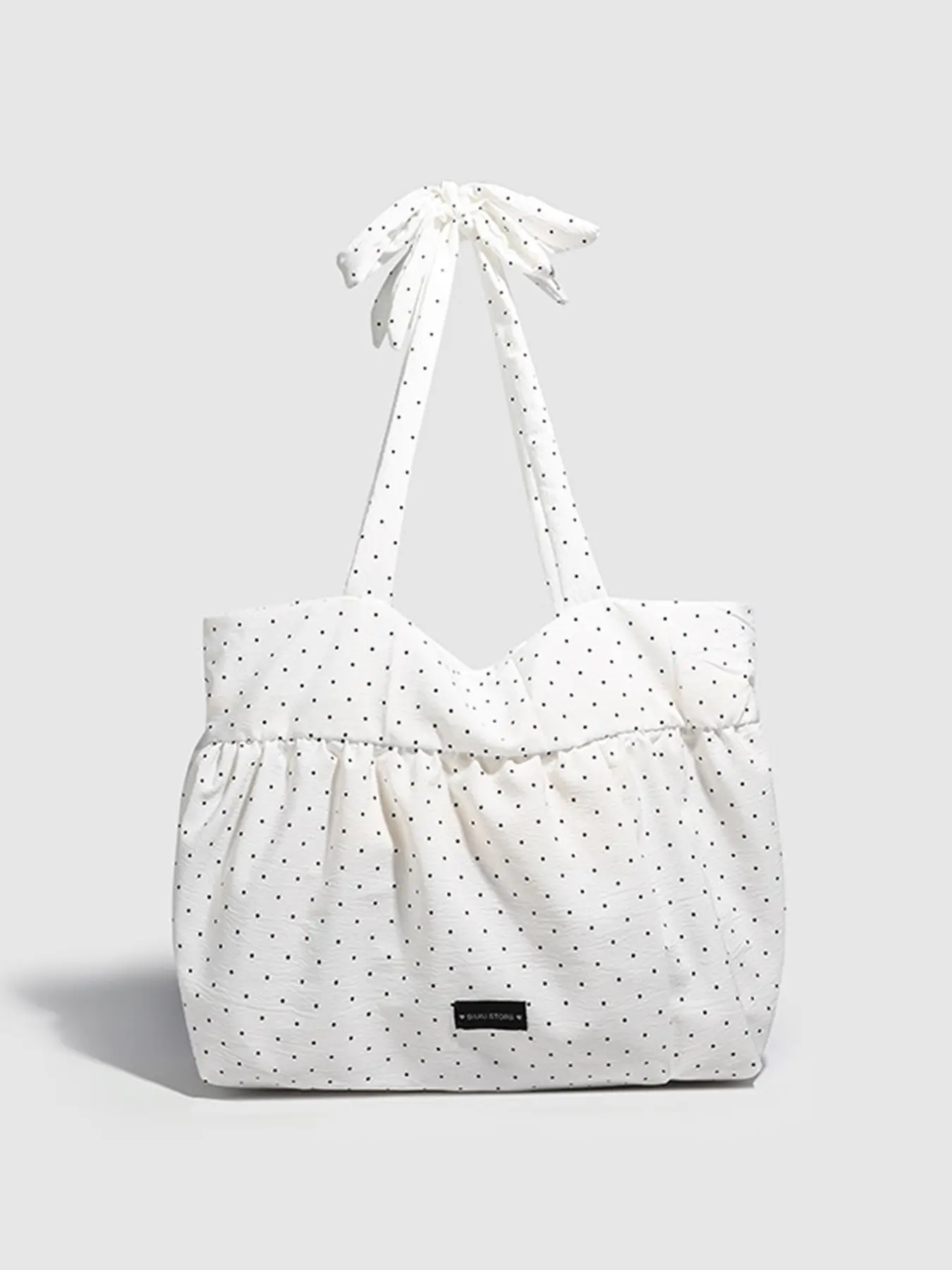 practical texture polka dot tote bag, simple and versatile atmosphere, large capacity shoulder bag, lightweight and easy to carry, suitable for daily commuting and shopping, Casual shopping bag, Casual everyday bag