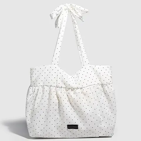practical texture polka dot tote bag, simple and versatile atmosphere, large capacity shoulder bag, lightweight and easy to carry, suitable for daily commuting and shopping, Casual shopping bag, Casual everyday bag
