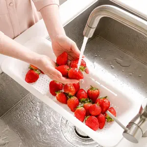 Expandable Over-the-Sink Colander Basket - 1-Pack White Kitchen Utensil - For Washing Produce, Draining Pasta - New Home Kitchen Essential