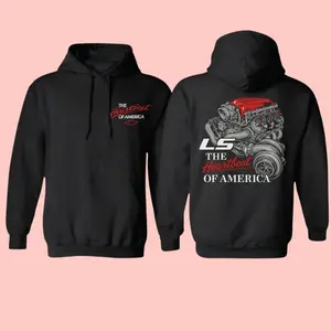 LS Engine Hoodie Sweatshirt T-Shirt, The Heartbeat of America Pullover, Chevy Motor Car Graphic Top, Vintage Auto Racing Streetwear for Men and Women, Car Enthusiast Gift