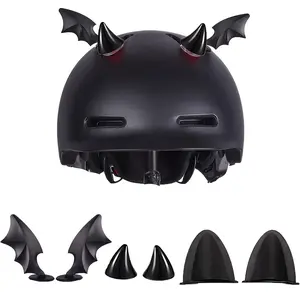 A Set Of Motorcycle Helmet Accessories- Includes Devil Horns, Devil Wings, And Cat Ears- Decorative Accessories for Motorcycle And Bicycle Helmets- Tool-Free, Easy Installation- Motorcycle Accessories for Adults And Teens, Bicycle Decorative Part