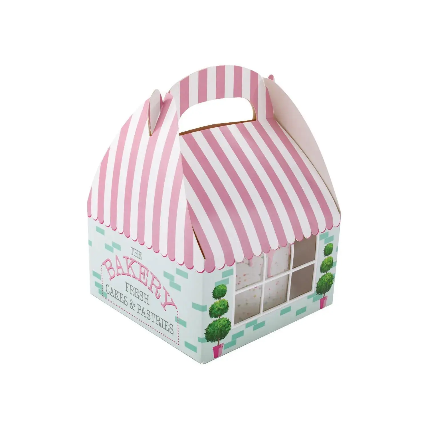 Shaped Large Bakery Shop Favor Boxes - 8" x 8" x 10" (8x8x10 inch) Slice-Sized Box, 6 Pieces Set