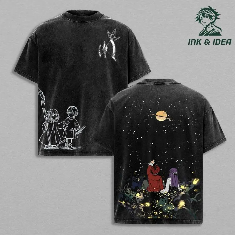 Stark Fern "Under the Stars" Frieren Season 2 Beyond Journey's End Anime Shirt Washed Manga Washed Heavy Cotton T-shirt Gift For Anime Fan Streetwear Unisex Tee.