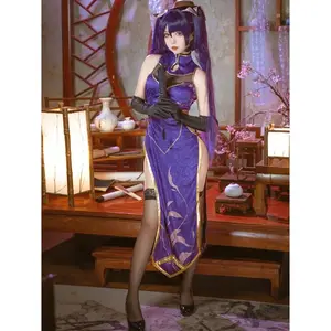 Chinese Style Cheongsam Game Genshin Impact MONA Cosplay Costumes Halloween Women Dress Gloves Hat Anime Project Qipao Lolita