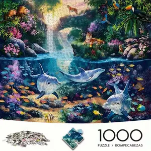 Adult Mini Puzzle Box (1000-Piece), Rainforest & Ocean Border Secret Land, High-Quality Stress Relief Game, DIY Home Decor Gift
