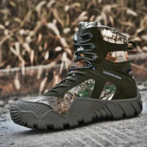 Men's Military Tactical Boots - Breathable, Soft Leather, Round Toe Black Boots for Men and work boots for men Walking Shoes Boy Footwear Closed