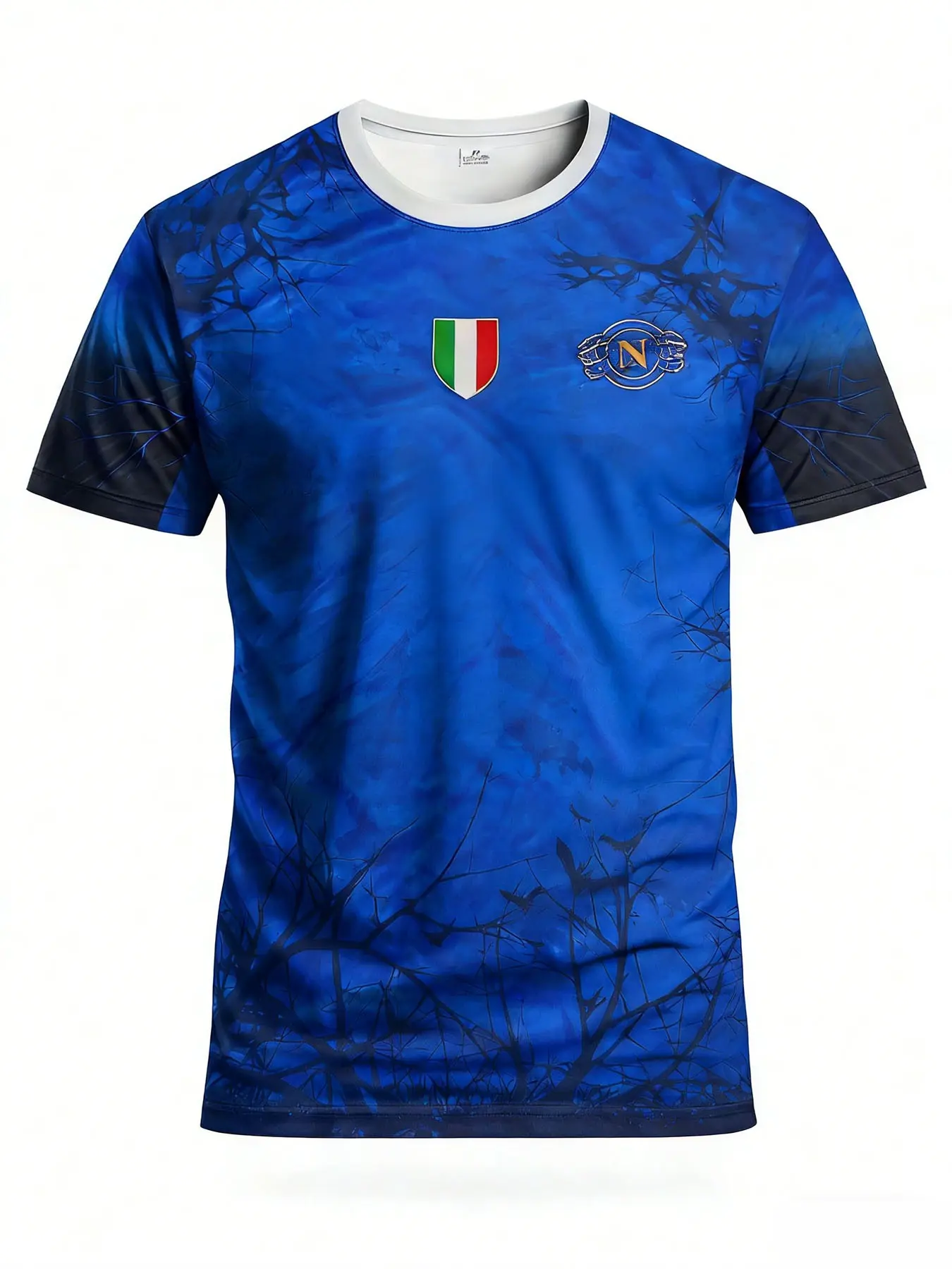The Neapolitan team themed jersey, the blue and black 3D printed logo jersey, the Italian flag element T-shirt, the team emblem style football culture shirt - essential for football fans, Sports Style Jersey, Soccer Shirt, Home Jersey