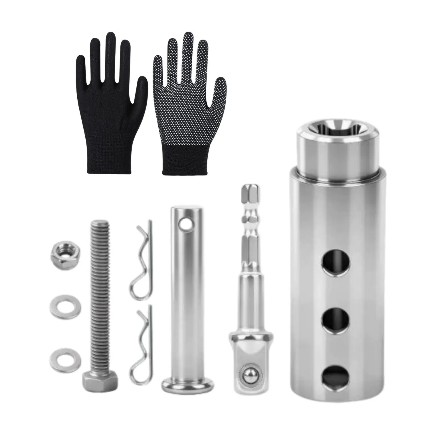 Heavy Duty Trailer Jack Drill Adapter - 1 in Drive Shaft, 1/2 in Socket Bit, Dual-Drive Versatility, Raise/Lower Wobble-Free, Low-Speed High-Torque Drill Compatible for Construction, RV Trailers - Home Improvement Building Supplies (for DIY Enthusiasts),,
