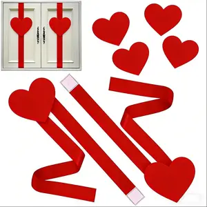 Holiday Valentine's Day Cabinet Door Fringe Berry Pink Lime Red Large Bow Wreath 79 x 2.4 Inches Polyester Fiber No Batteries Needed Festive Home Decoration