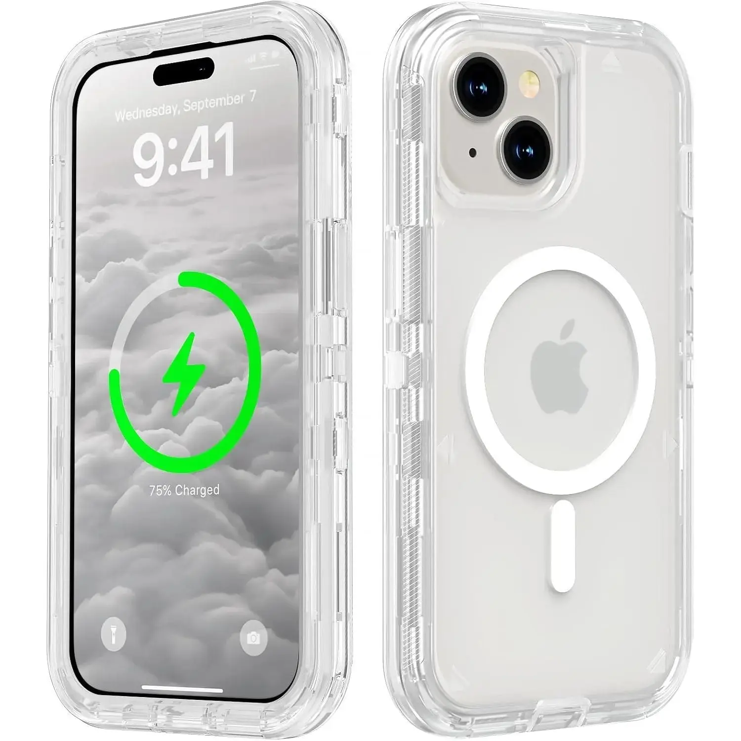 Entronix [Magnetic] Case Compatible with iPhone 15 - [Clear] Triple-Layer Heavy Duty Protection