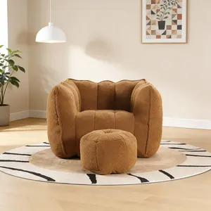 High-Resilience Foam Bean Bag Chair | Square Lazy Sofa with Ottoman | Premium Chenille Cover for Adults | Gaming & Reading Chair for Living Room, Bedroom