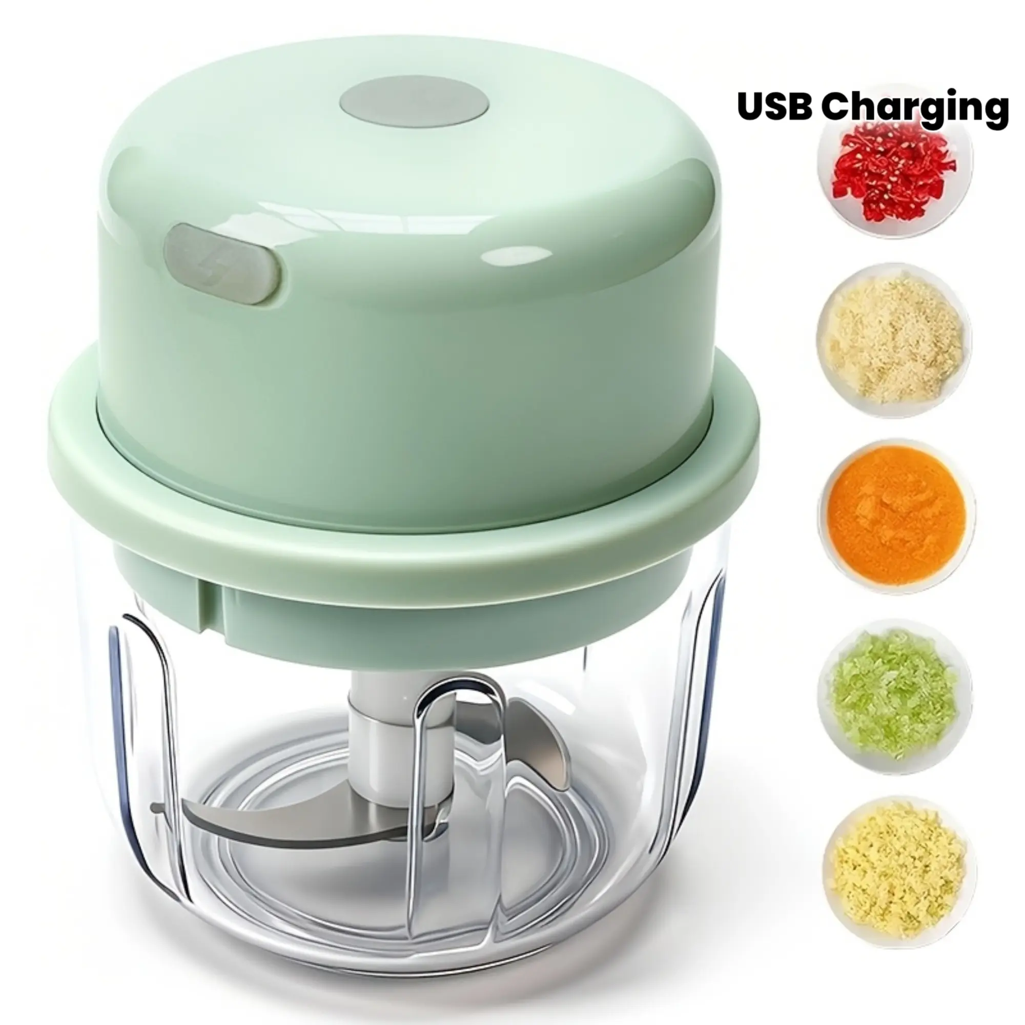 Electric Garlic Chopper, Veggie Chopper, USB Charging, 30W, 15.22oz Large Capacity Garlic Grinder Masher Onion Chopper, Blender to Vegetable, Wireless Food Processor for Ginger, Chili, Fruit, Meat, Etc