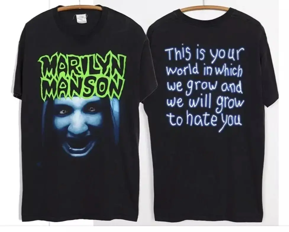 HOT SALE - 1994 marilyn manson smells like children T-Shirt 2 side, Cotton Short Sleeve Tee, Streetwear, Y2K, Vintage Mussic Tee, Gift For Fan