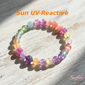 Rainbow Beaded Bracelet - Sun UV Reactive Bracelet for Couple - Color Changing Bracelets - Boho Style Dopamine Summer Jewelry