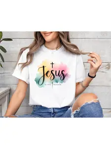 Jesus Is The Reason Shirt for - Christian Apparel with Religious Message, Casual Round Neck Tee Suitable for Church, Easter Gifts & Daily Wear - Comfortable Year-Round Wearable Testament to Salvation History (Jesus Is THE Reason)