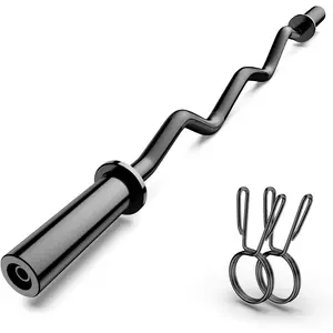 Curl Barbell Bar 47", 2-Inch Curl Bar for Weight Lifting,Hip Thrusts,Squat,Biceps-Home Gym Weight Bar, Chrome Curling Bar for 2 Inch Weight Plates -2 Spring Collars(500lb Weight Capacity)