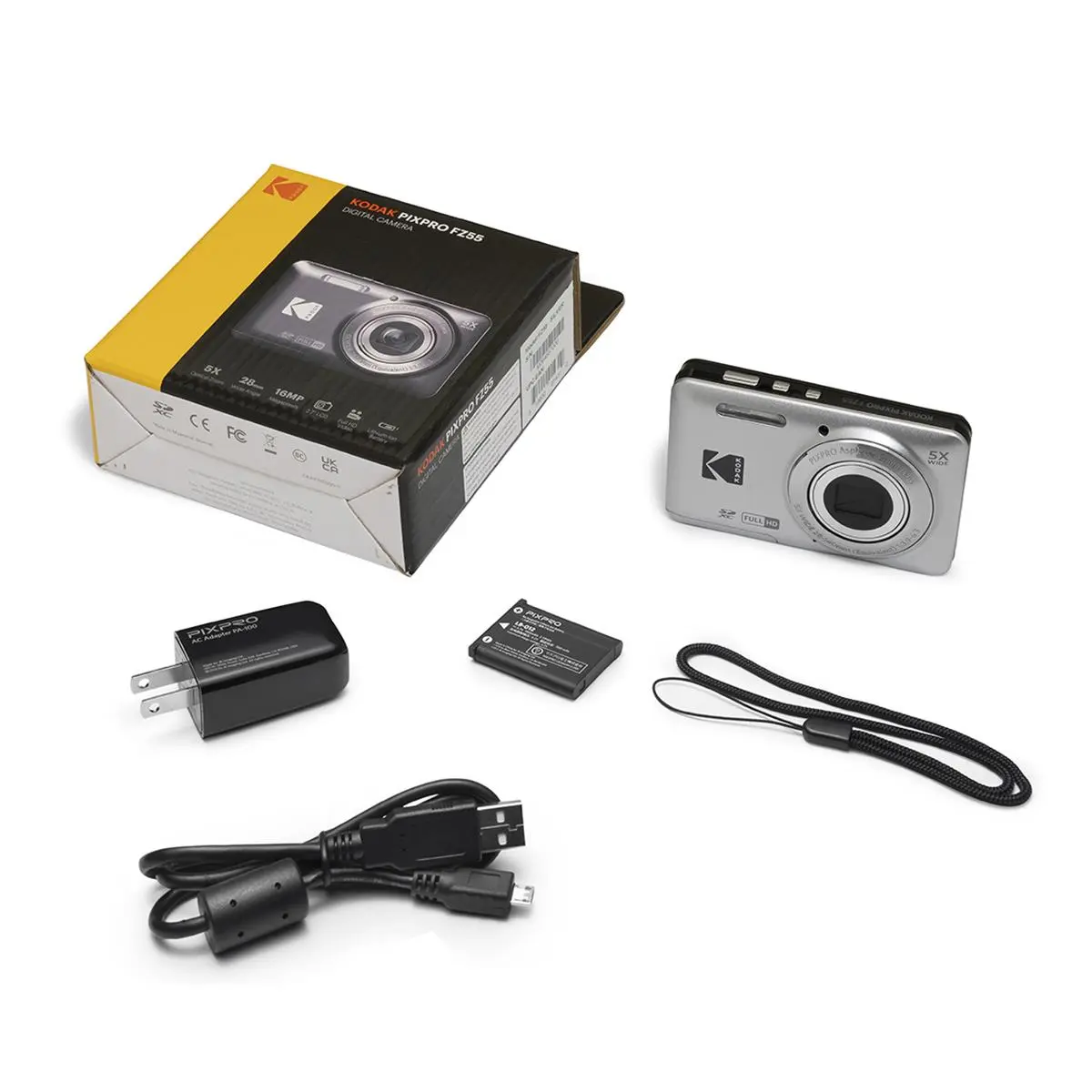 Kodak PIXPRO FZ55 Friendly Zoom Digital Camera, Silver
