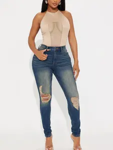 Tall Kelly Ripped Tinted Stretch Skinny Jeans - Dark Denim