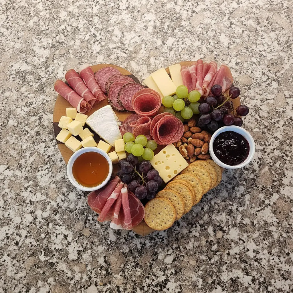 Handcrafted 8" End Grain Heart-Shaped Charcuterie & Cutting Board Premium Bloodwood & Hard Maple Artisan Board for Charcuterie Desserts & Kitchen Décor