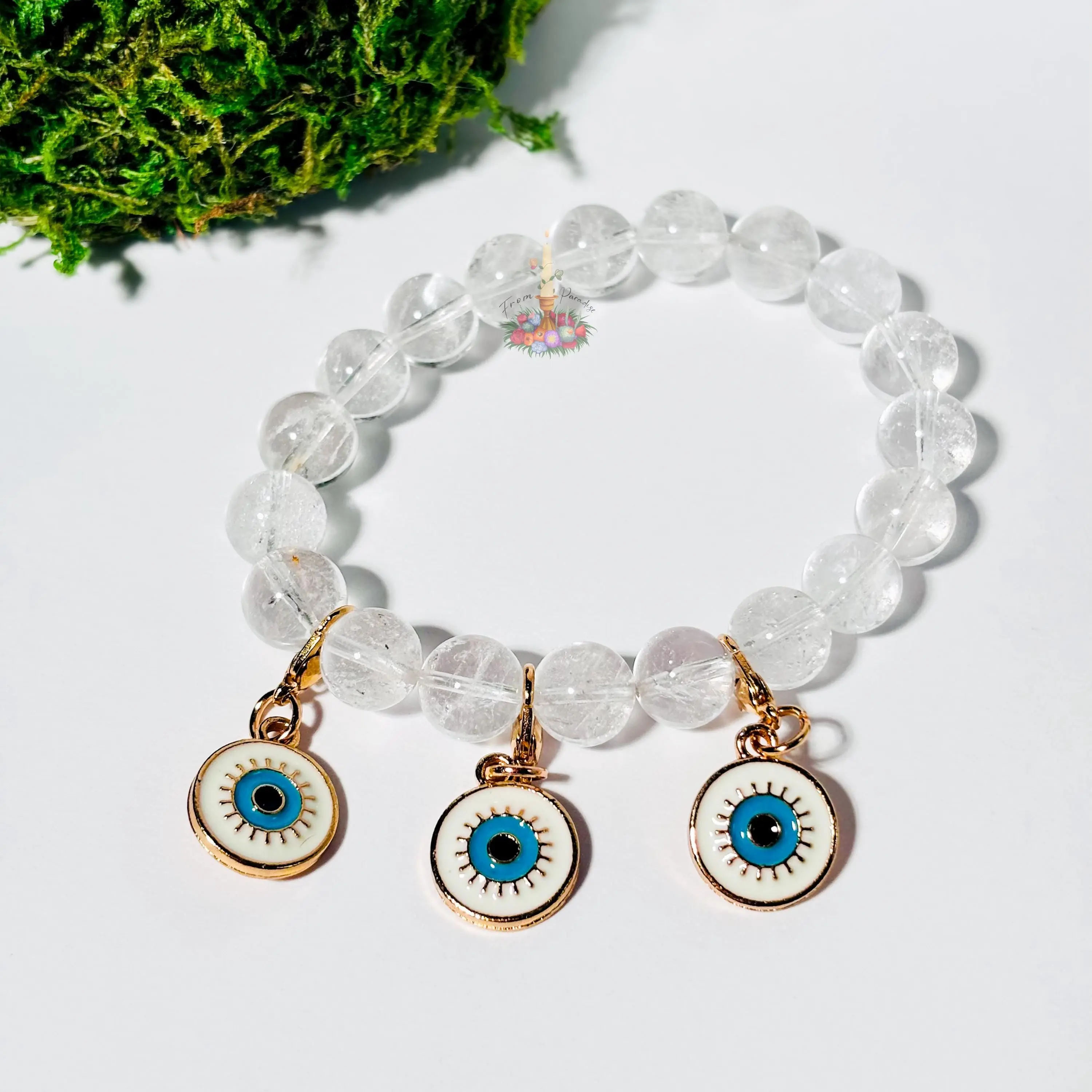 Evil Eye Gold Dangle Charm: Protection against bad luck, misfortune, and negative energy