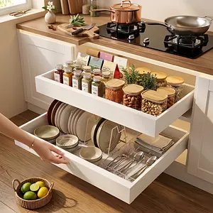Pull Out Cabinet Organizer, Expandable Slide Out Shelf for Kitchen, Heavy Duty Under Sink Storage Rack, Space Saving Pantry & Bathroom Organizer
