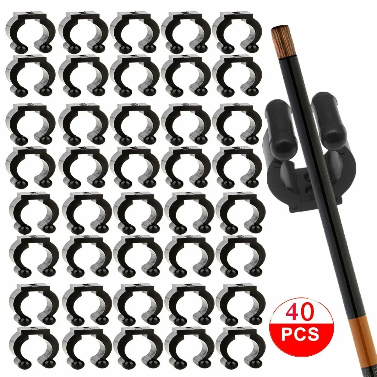 40-Pack Wall Mounted Fishing Rod Storage Clips Clamps Holder Rack Organizer
