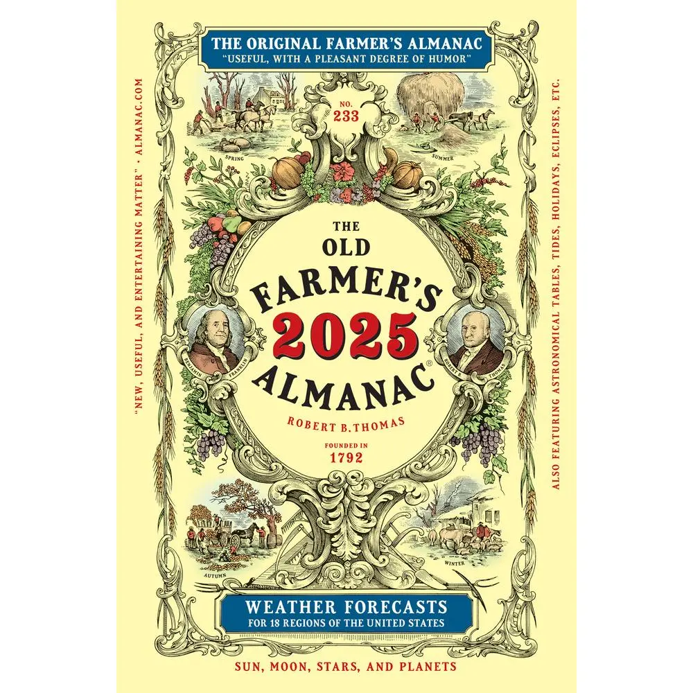 Used Hardcover Durable Reading Materials - The 2025 Old Farmer's Almanac (English) - Ideal for Nature, History, Moon Enthusiasts